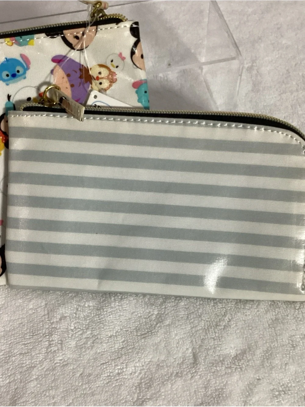 Disney Tsum Tsum Set of 2 Travel Zippered Cosmetic Bag Pouches NEW